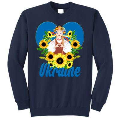 I Stand With Ukraine Traditional Ukrainian Sunflower Girl Tall Sweatshirt