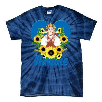 I Stand With Ukraine Traditional Ukrainian Sunflower Girl Tie-Dye T-Shirt