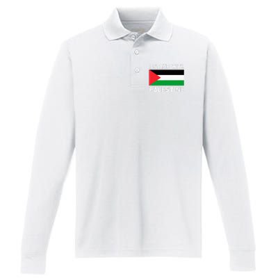 I Stand with Palestine Performance Long Sleeve Polo