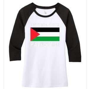 I Stand with Palestine Women's Tri-Blend 3/4-Sleeve Raglan Shirt