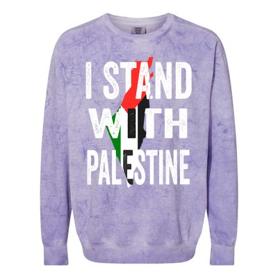 I Stand With Palestine Flag And Map Colorblast Crewneck Sweatshirt