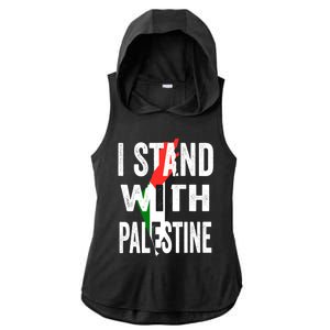 I Stand With Palestine Flag And Map Ladies PosiCharge Tri-Blend Wicking Draft Hoodie Tank