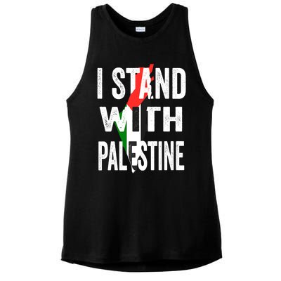 I Stand With Palestine Flag And Map Ladies PosiCharge Tri-Blend Wicking Tank