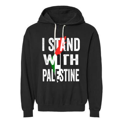 I Stand With Palestine Flag And Map Garment-Dyed Fleece Hoodie