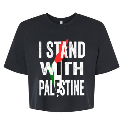 I Stand With Palestine Flag And Map Bella+Canvas Jersey Crop Tee