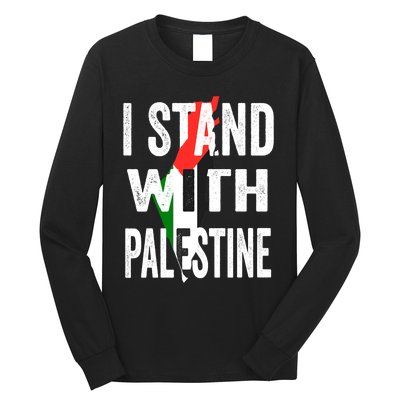 I Stand With Palestine Flag And Map Long Sleeve Shirt