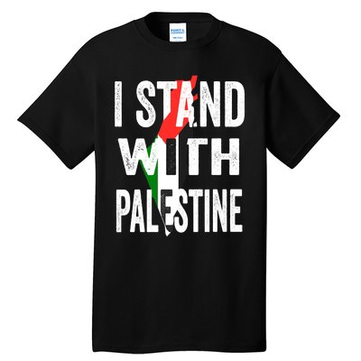 I Stand With Palestine Flag And Map Tall T-Shirt