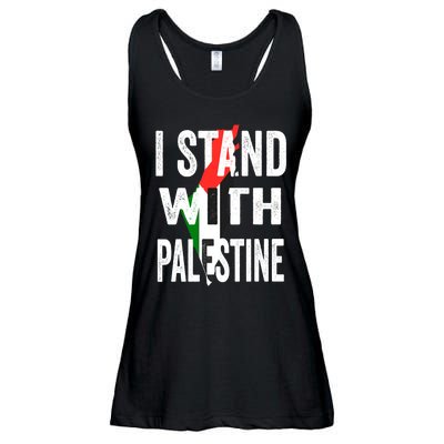 I Stand With Palestine Flag And Map Ladies Essential Flowy Tank