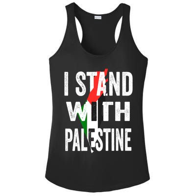 I Stand With Palestine Flag And Map Ladies PosiCharge Competitor Racerback Tank