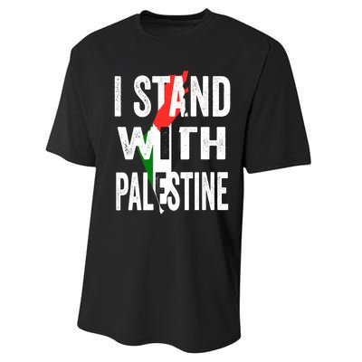 I Stand With Palestine Flag And Map Performance Sprint T-Shirt