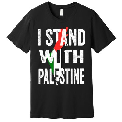 I Stand With Palestine Flag And Map Premium T-Shirt