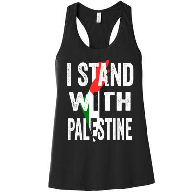 I Stand With Palestine Flag And Map Women's Racerback Tank