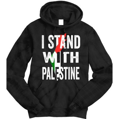 I Stand With Palestine Flag And Map Tie Dye Hoodie