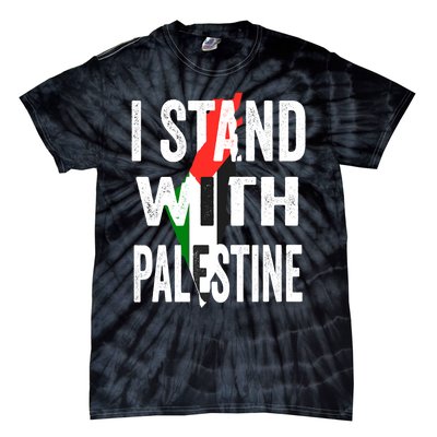 I Stand With Palestine Flag And Map Tie-Dye T-Shirt