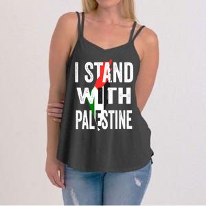 I Stand With Palestine Flag And Map Women's Strappy Tank