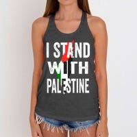 I Stand With Palestine Flag And Map Women's Knotted Racerback Tank