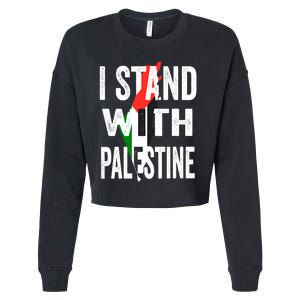 I Stand With Palestine Flag And Map Cropped Pullover Crew