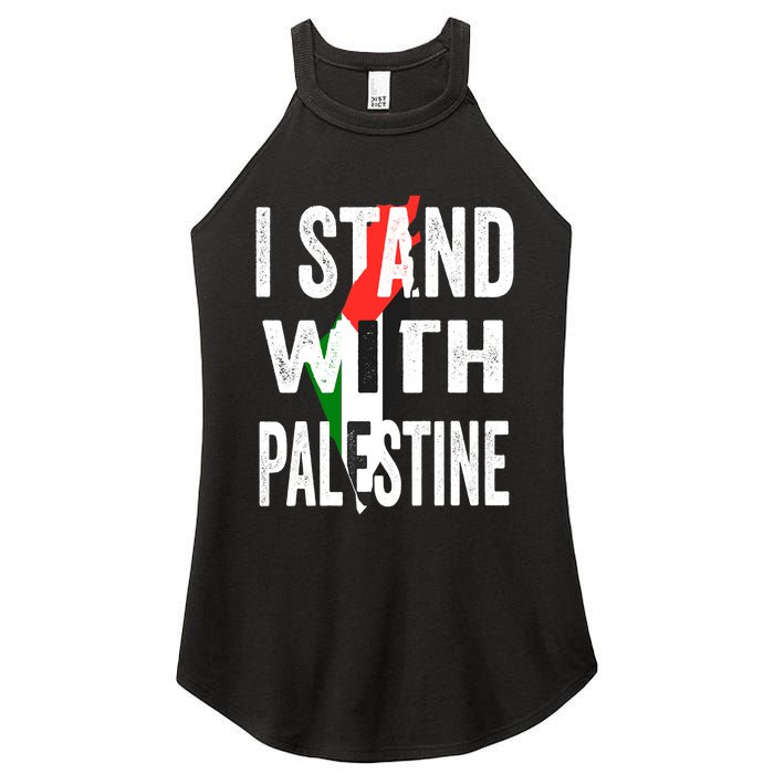 I Stand With Palestine Flag And Map Women's Perfect Tri Rocker Tank