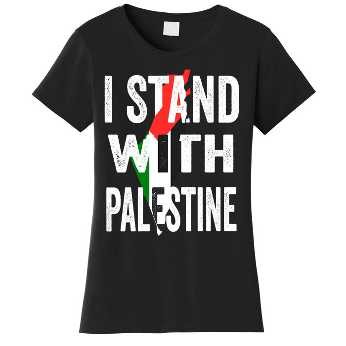 I Stand With Palestine Flag And Map Women's T-Shirt