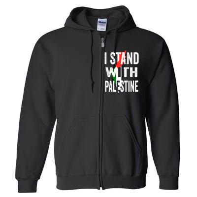 I Stand With Palestine Flag And Map Full Zip Hoodie