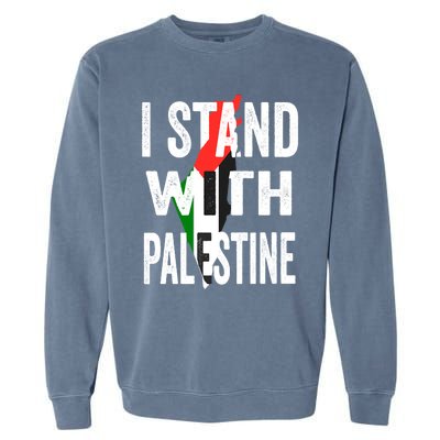 I Stand With Palestine Flag And Map Garment-Dyed Sweatshirt