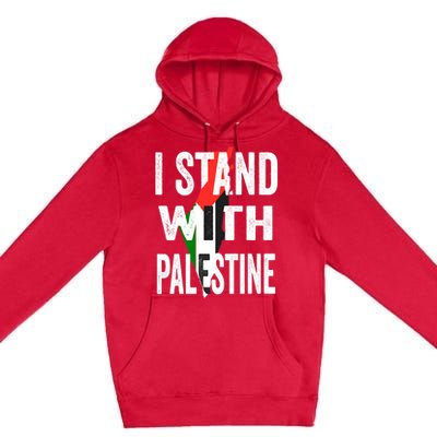 I Stand With Palestine Flag And Map Premium Pullover Hoodie