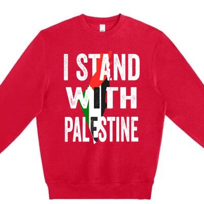 I Stand With Palestine Flag And Map Premium Crewneck Sweatshirt