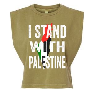 I Stand With Palestine Flag And Map Garment-Dyed Women's Muscle Tee