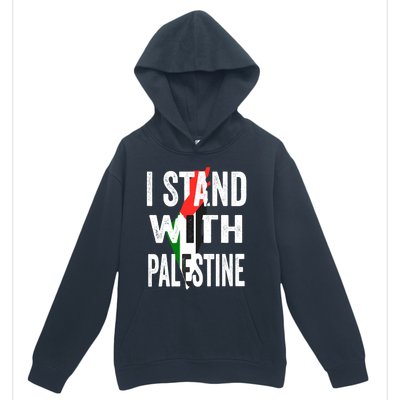 I Stand With Palestine Flag And Map Urban Pullover Hoodie