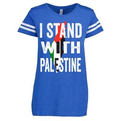 I Stand With Palestine Flag And Map Enza Ladies Jersey Football T-Shirt