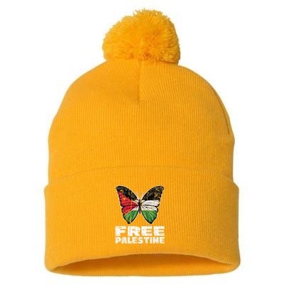 I Stand With Palestine For Their Freedom Free Palestine Pom Pom 12in Knit Beanie
