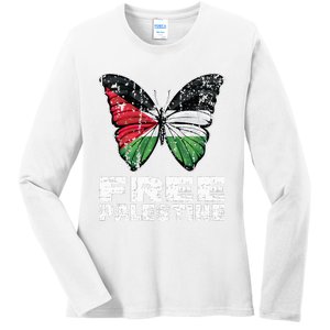 I Stand With Palestine For Their Freedom Free Palestine Ladies Long Sleeve Shirt