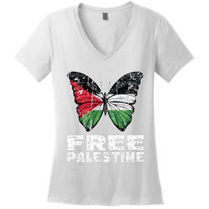 I Stand With Palestine For Their Freedom Free Palestine Women's V-Neck T-Shirt