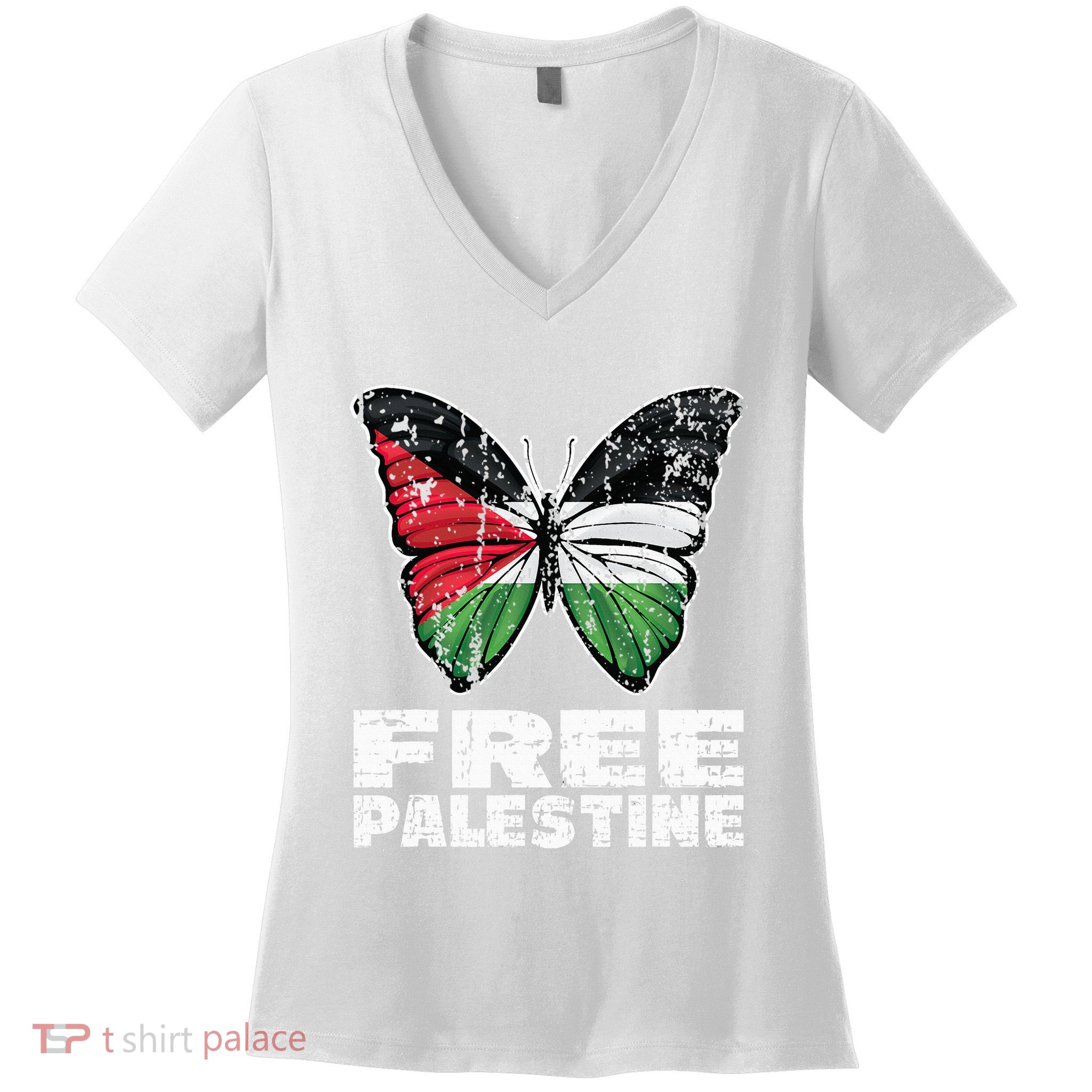 I Stand With Palestine For Their Freedom Free Palestine Women's V-Neck T-Shirt