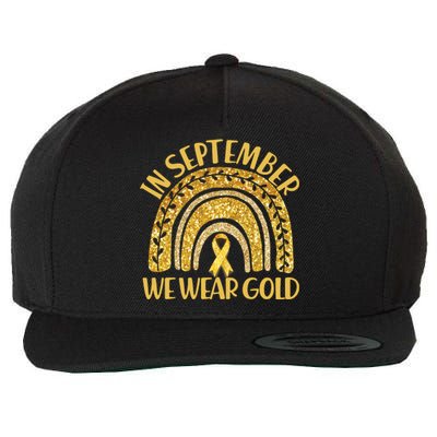 In September We Wear Gold Childhood Cancer Awareness Golden Rainbow Wool Snapback Cap