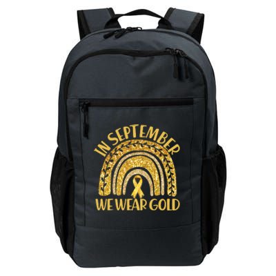 In September We Wear Gold Childhood Cancer Awareness Golden Rainbow Daily Commute Backpack