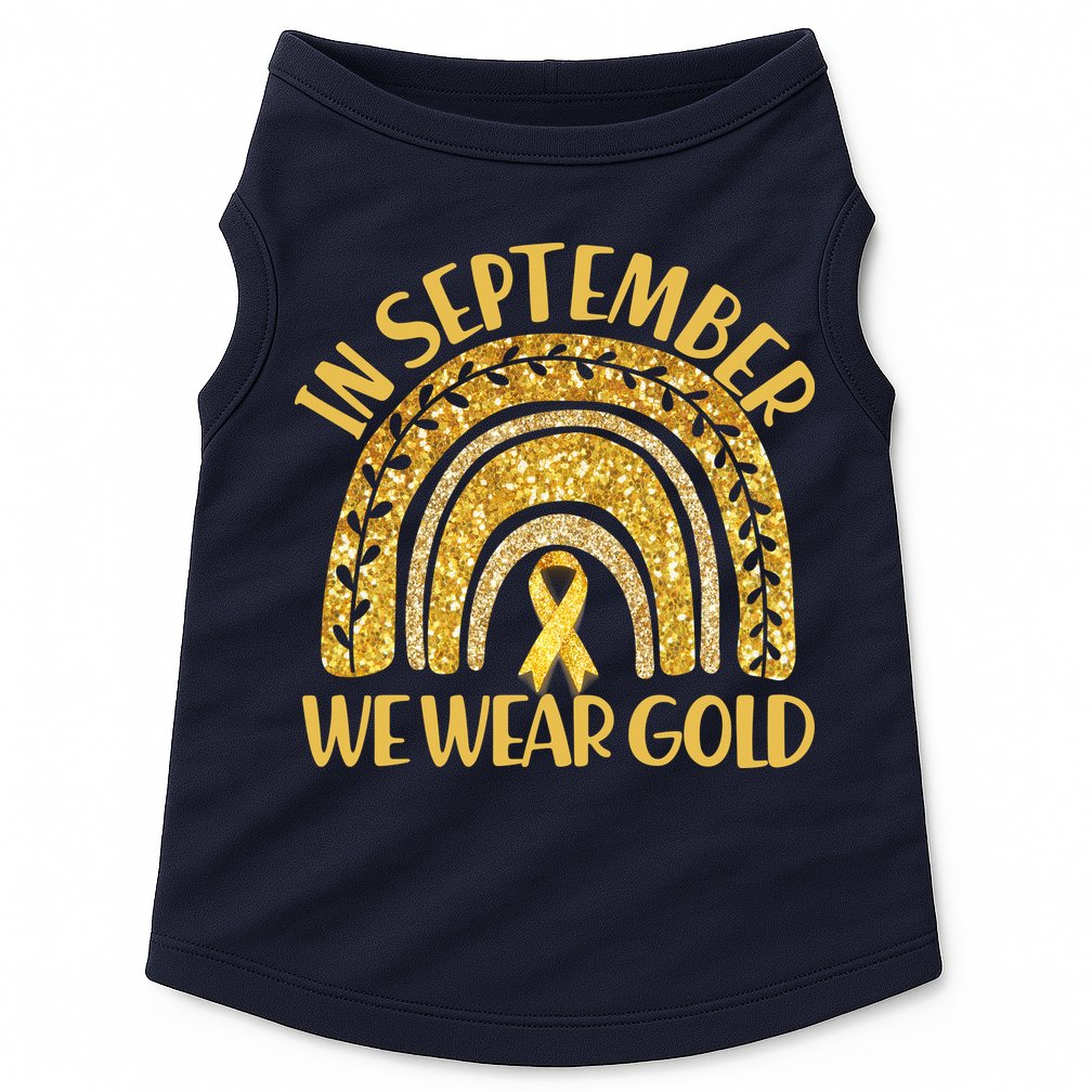 In September We Wear Gold Childhood Cancer Awareness Golden Rainbow Doggie Tank