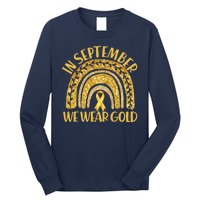 In September We Wear Gold Childhood Cancer Awareness Golden Rainbow Long Sleeve Shirt