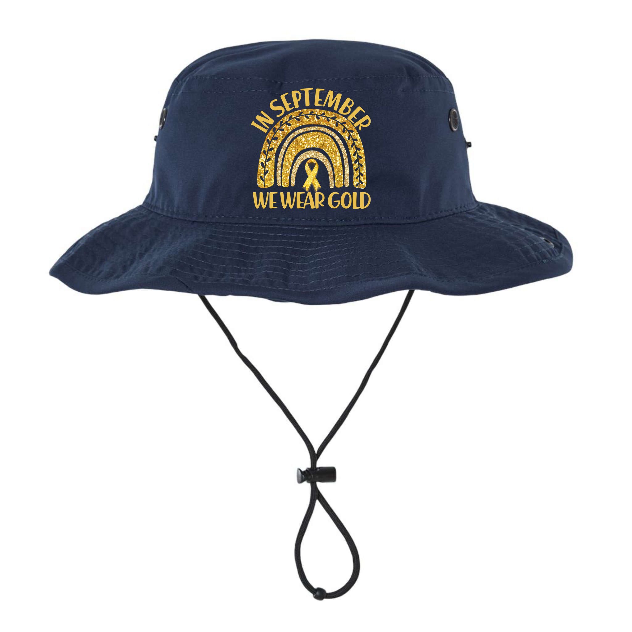 In September We Wear Gold Childhood Cancer Awareness Golden Rainbow Bucket Hat