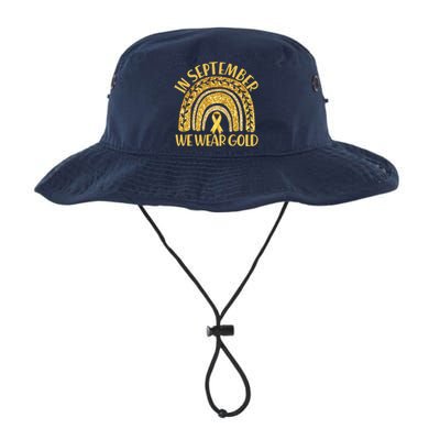 In September We Wear Gold Childhood Cancer Awareness Golden Rainbow Legacy Cool Fit Booney Bucket Hat