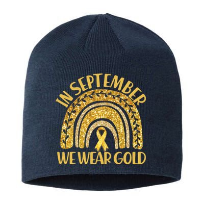 In September We Wear Gold Childhood Cancer Awareness Golden Rainbow Sustainable Beanie