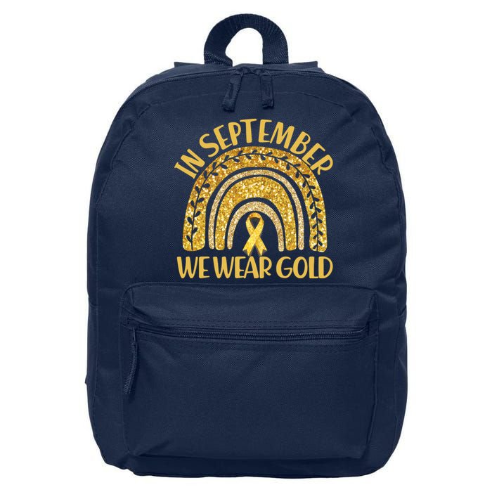 In September We Wear Gold Childhood Cancer Awareness Golden Rainbow 16 in Basic Backpack