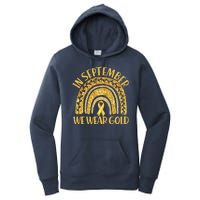 In September We Wear Gold Childhood Cancer Awareness Golden Rainbow Women's Pullover Hoodie