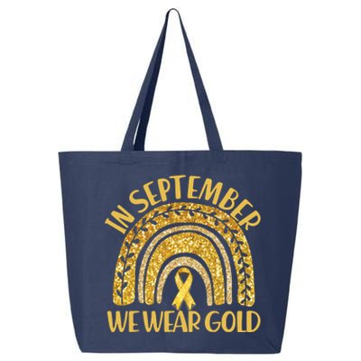 In September We Wear Gold Childhood Cancer Awareness Golden Rainbow 25L Jumbo Tote