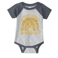 In September We Wear Gold Childhood Cancer Awareness Golden Rainbow Infant Baby Jersey Bodysuit