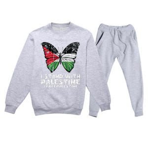 I Stand With Palestine For Their Freedom Free Palestine Premium Crewneck Sweatsuit Set