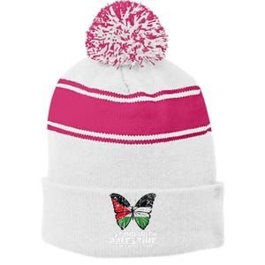 I Stand With Palestine For Their Freedom Free Palestine Stripe Pom Pom Beanie