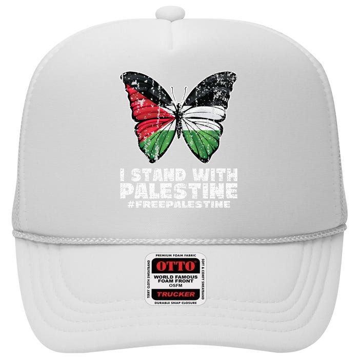 I Stand With Palestine For Their Freedom Free Palestine High Crown Mesh Back Trucker Hat