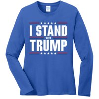 I Stand With Trump: 2024 Election Support Great Gift Ladies Long Sleeve Shirt