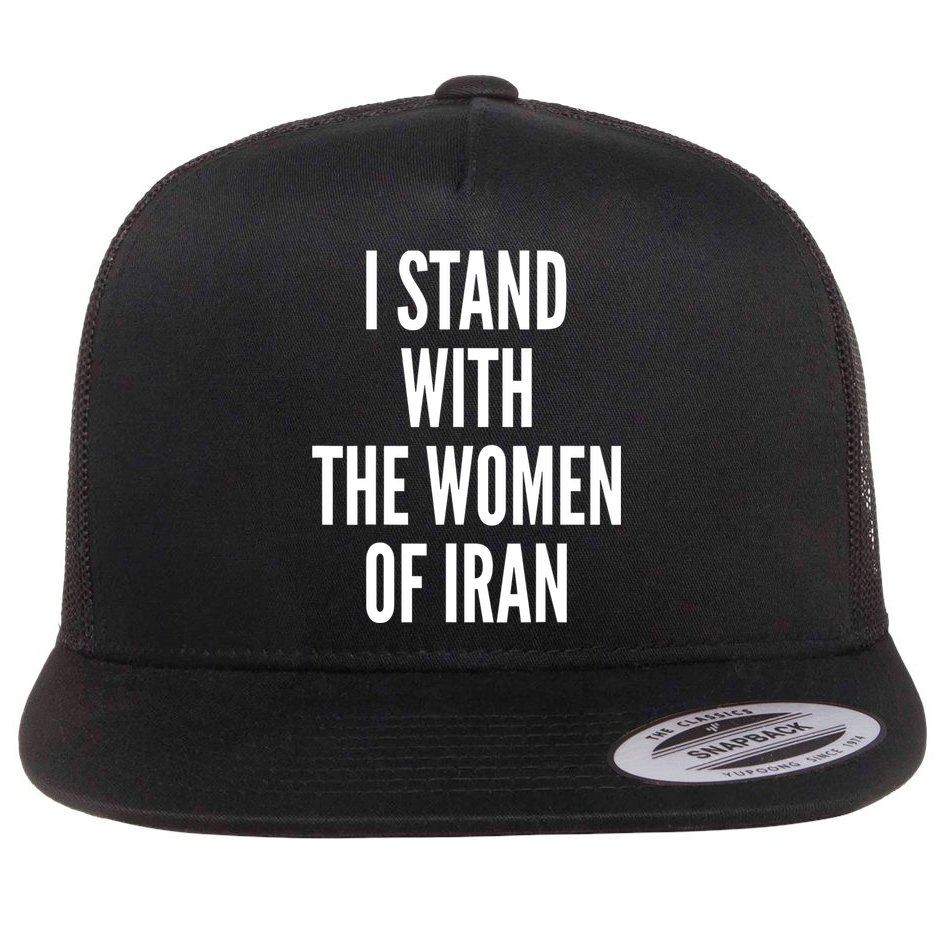 I Stand With The Women Of Iran Iranian Flag, #Freeiran FIST Flat Bill Trucker Hat